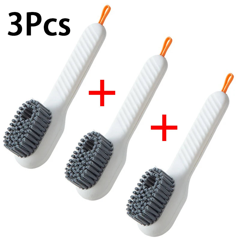 1pcs/2pcs/3pcs Multi-Functional Shoe Brush with Liquid Dispenser Household Press Type Soft Fur for Washing Shoes Cleaning Tool