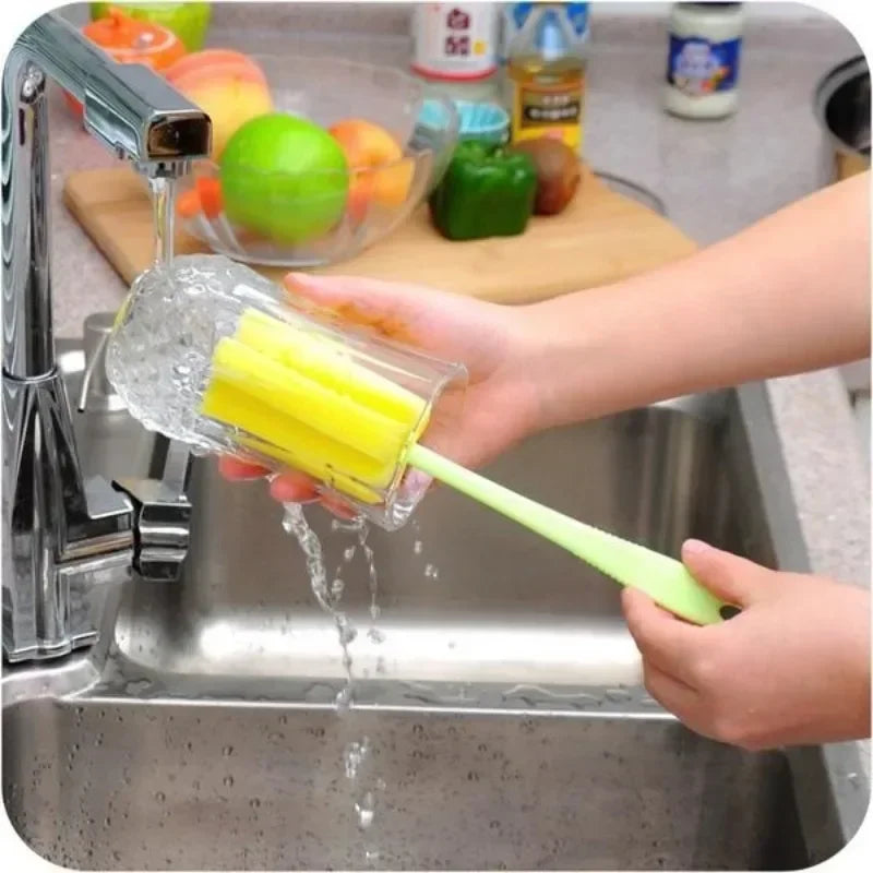 3pcs Cup Brush Sponge Glass Bottle Cup Cleaner Wineglass Bottle Coffe Tea Glass Cup Bottle Brush Kitchen Cleaning Tool