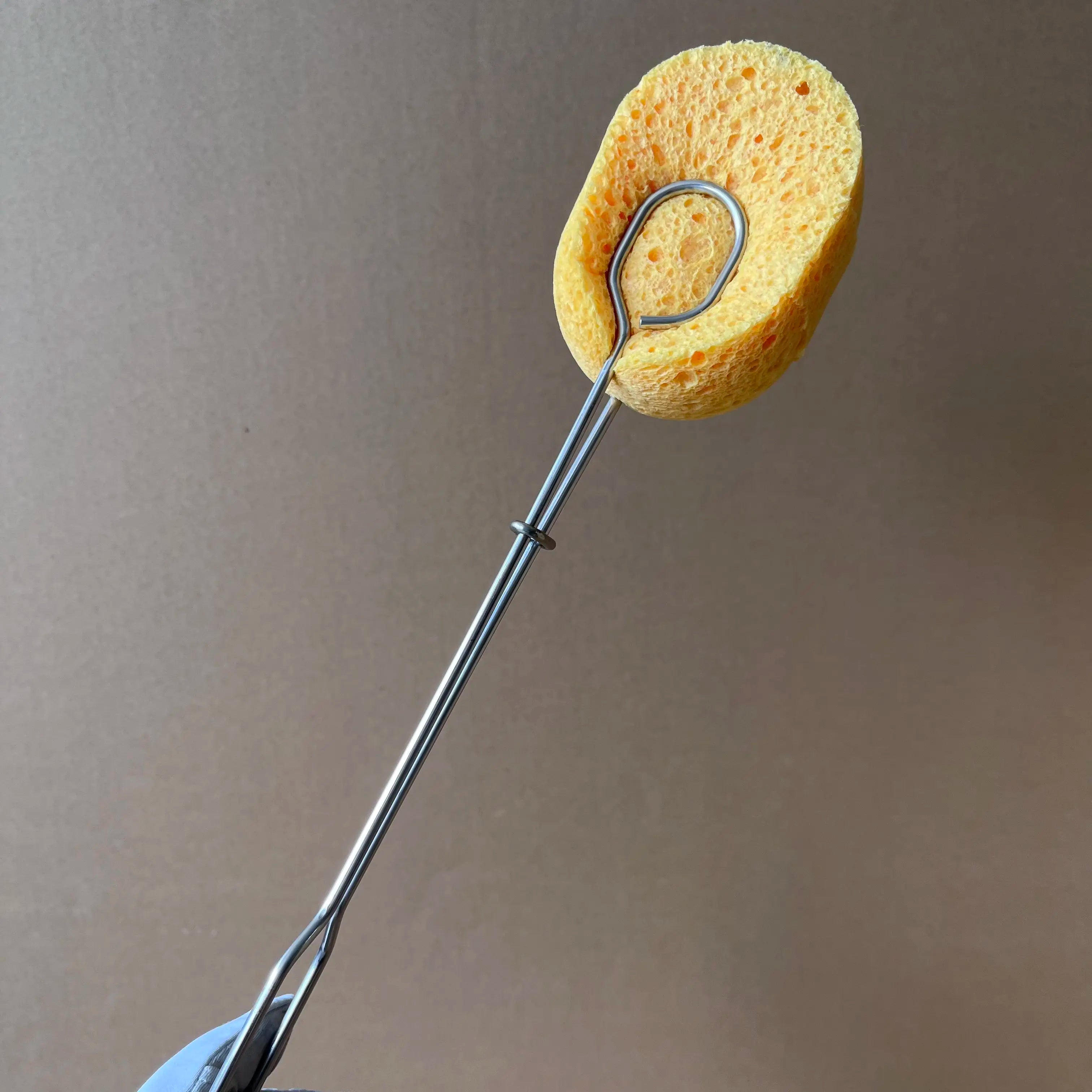 304 Stainless Steel Long Handle Replaceable Sponge  Natural Wood Pulp Cotton Sponge Cup Brush Sponge Bottle Cleaning Brush