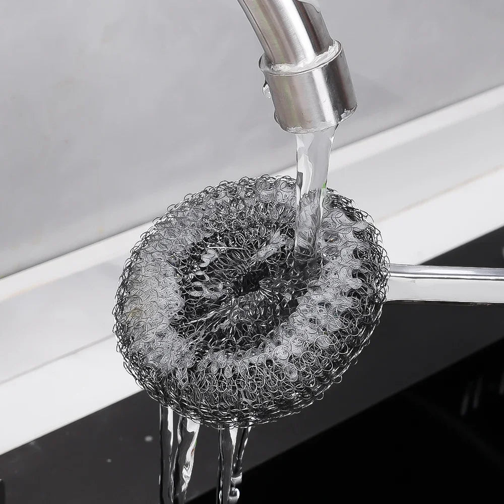 Strong Decontamination Cleaning Brush Long Handle Pot Brush Kitchen Pan Pot Dishes Cleaning Brush Steel Wire Metal Wool Scourer